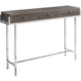 48" Accent Table in Dark Taupe & Chrome Metal